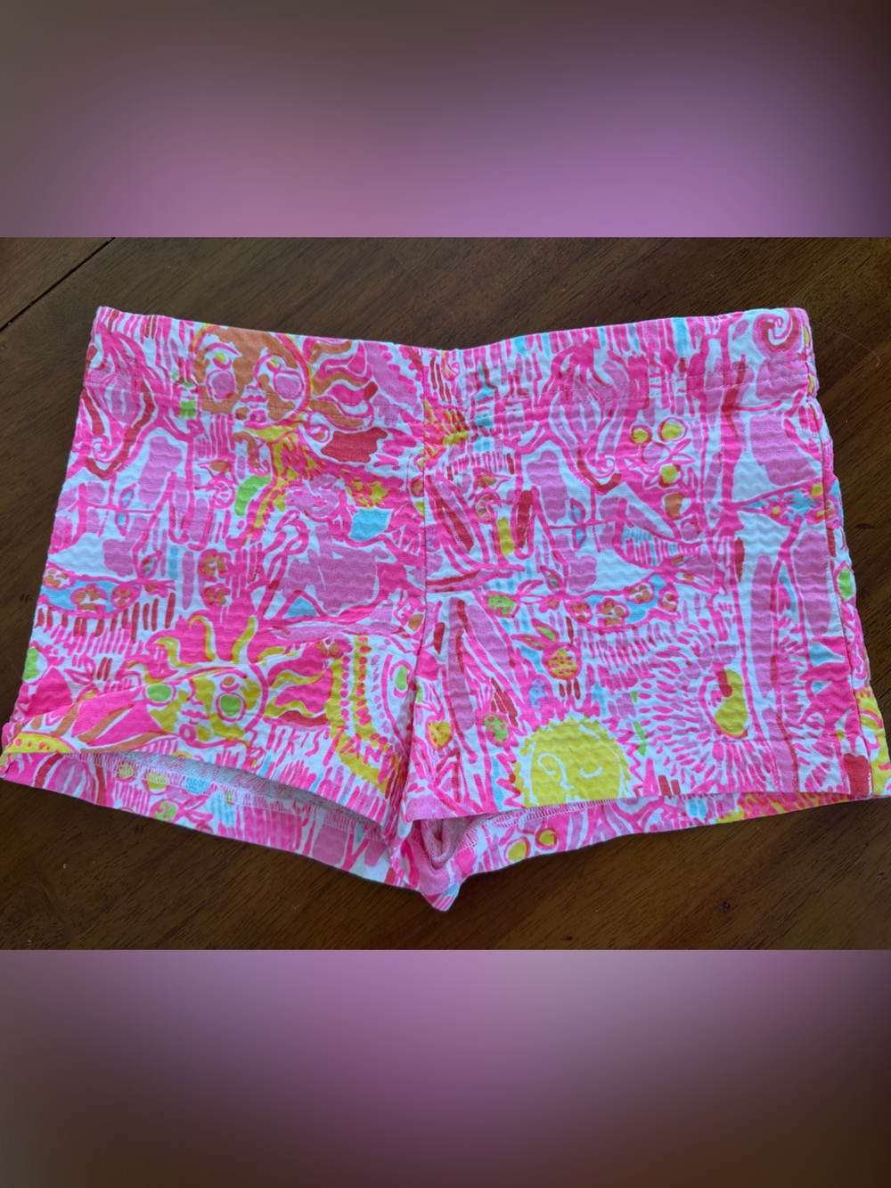 Girls' Pink Patterned Cotton Shorts